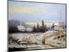 Oil Painting, Landscape of Winter Village-Yarikart-Mounted Art Print