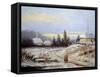 Oil Painting, Landscape of Winter Village-Yarikart-Framed Stretched Canvas