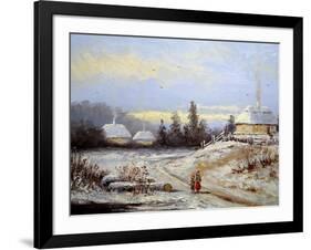 Oil Painting, Landscape of Winter Village-Yarikart-Framed Art Print