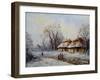 Oil Painting, Landscape of Winter Village-Yarikart-Framed Art Print