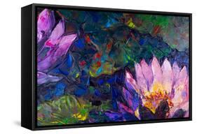 Oil Painting of Beautiful Lotus Flower-jannoon028-Framed Stretched Canvas