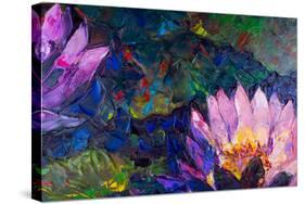 Oil Painting of Beautiful Lotus Flower-jannoon028-Stretched Canvas