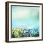 Oil Painting of Flowers Plant. Dandelion Flower in Fields.-Nongkran_ch-Framed Art Print