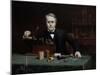 Oil painting of inventor Thomas Edison in his laboratory.-Vernon Lewis Gallery-Mounted Art Print