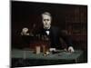 Oil painting of inventor Thomas Edison in his laboratory.-Vernon Lewis Gallery-Mounted Art Print