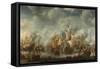 Oil painting of The Battle of Ter Heijde naval battle during the First Anglo-Dutch War.-Vernon Lewis Gallery-Framed Stretched Canvas