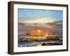 Oil Painting on Canvas , Sailboat against a Background of Sea Sunset-Liliya Kulianionak-Framed Photographic Print