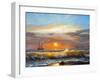 Oil Painting on Canvas , Sailboat against a Background of Sea Sunset-Liliya Kulianionak-Framed Photographic Print