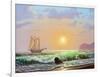 Oil Painting On Canvas , Sailboat Against A Background Of Sea Sunset-Lilun-Framed Art Print