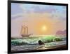 Oil Painting On Canvas , Sailboat Against A Background Of Sea Sunset-Lilun-Framed Art Print