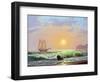 Oil Painting On Canvas , Sailboat Against A Background Of Sea Sunset-Lilun-Framed Art Print