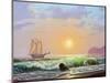 Oil Painting On Canvas , Sailboat Against A Background Of Sea Sunset-Lilun-Mounted Art Print