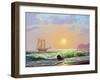 Oil Painting On Canvas , Sailboat Against A Background Of Sea Sunset-Lilun-Framed Art Print