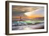 Oil Painting On Canvas , Sailboat Against A Background Of Sea Sunset-Lilun-Framed Art Print