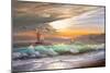 Oil Painting On Canvas , Sailboat Against A Background Of Sea Sunset-Lilun-Mounted Art Print