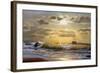 Oil Painting On Canvas , Sailboat Against A Background Of Sea Sunset-Lilun-Framed Art Print