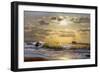 Oil Painting On Canvas , Sailboat Against A Background Of Sea Sunset-Lilun-Framed Premium Giclee Print
