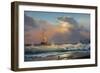 Oil Painting on Canvas , Sailboat against a Background of Sea-Liliya Kulianionak-Framed Premium Giclee Print