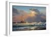 Oil Painting on Canvas , Sailboat against a Background of Sea-Liliya Kulianionak-Framed Premium Giclee Print