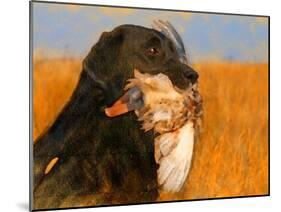 Oil Painting Portrait Of Black Labrador With Duck-Yarvet-Mounted Art Print