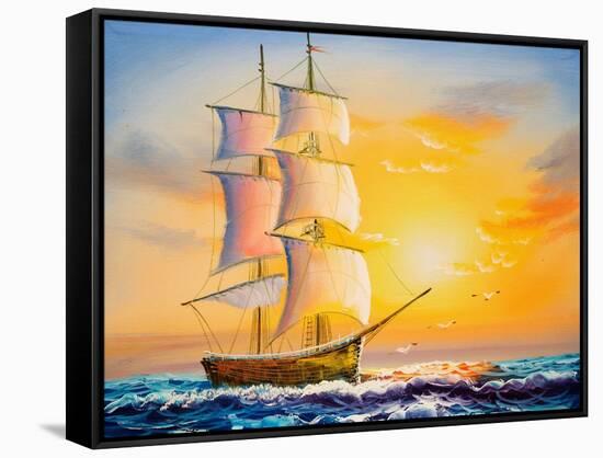 Oil Painting - Sailing Boat-CYC-Framed Stretched Canvas