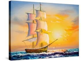 Oil Painting - Sailing Boat-CYC-Stretched Canvas