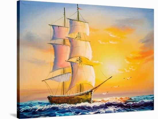 Oil Painting - Sailing Boat-CYC-Stretched Canvas