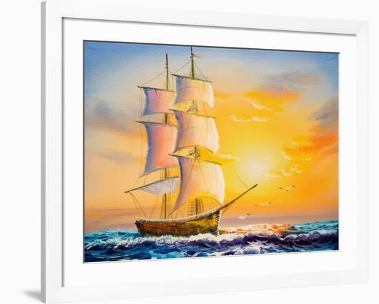 Oil Painting - Sailing Boat-CYC-Framed Art Print