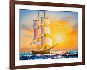 Oil Painting - Sailing Boat-CYC-Framed Art Print