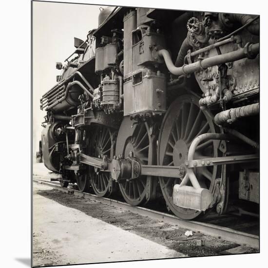 Oil Powered Southern Pacific Locomotive Wheels-null-Mounted Photographic Print