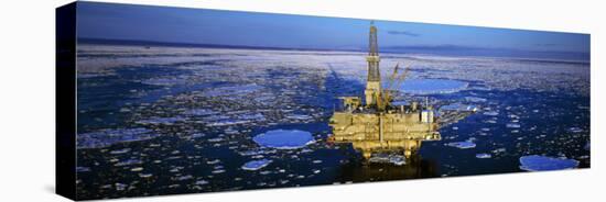 Oil Production Platform in Icy Water, Cook Inlet, Trading Bay, Alaska, USA-null-Stretched Canvas