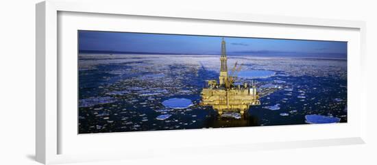 Oil Production Platform in Icy Water, Cook Inlet, Trading Bay, Alaska, USA-null-Framed Photographic Print