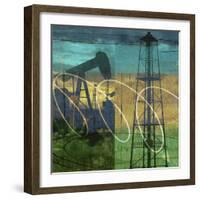 Oil Rig and Oil Well Collage-Sisa Jasper-Framed Art Print