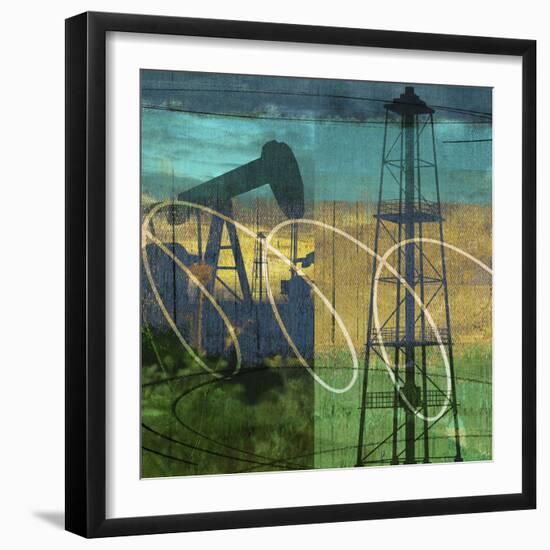 Oil Rig and Oil Well Collage-Sisa Jasper-Framed Art Print