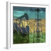 Oil Rig and Oil Well Collage-Sisa Jasper-Framed Art Print