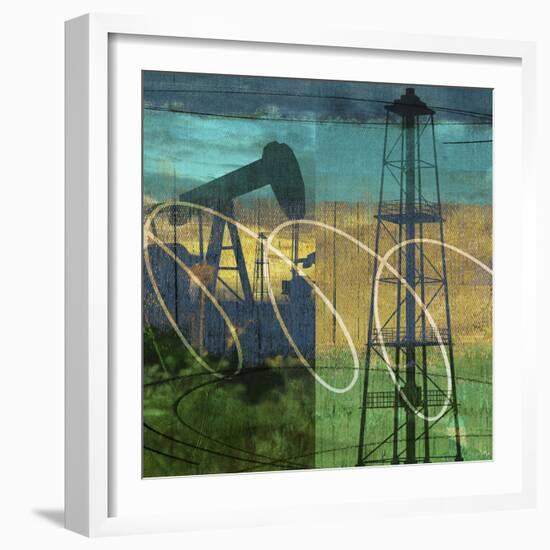 Oil Rig and Oil Well Collage-Sisa Jasper-Framed Art Print