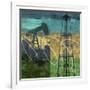 Oil Rig and Oil Well Collage-Sisa Jasper-Framed Art Print