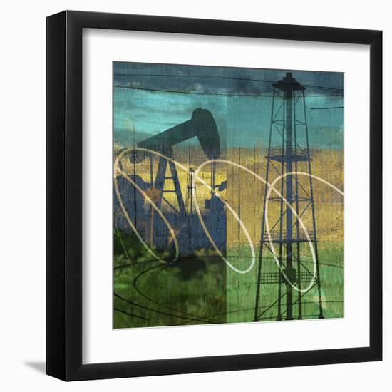 Oil Rig and Oil Well Collage-Sisa Jasper-Framed Art Print