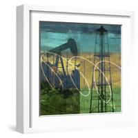 Oil Rig and Oil Well Collage-Sisa Jasper-Framed Art Print