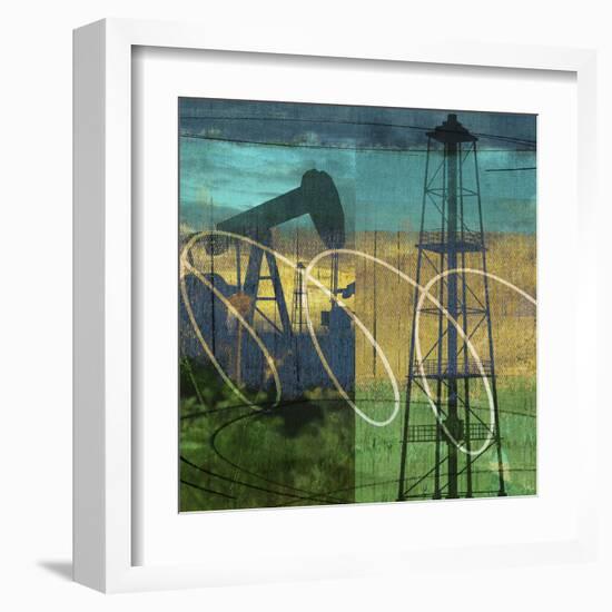 Oil Rig and Oil Well Collage-Sisa Jasper-Framed Art Print