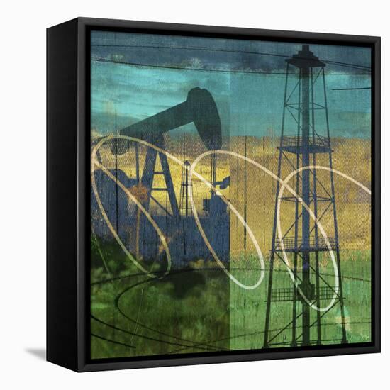 Oil Rig and Oil Well Collage-Sisa Jasper-Framed Stretched Canvas