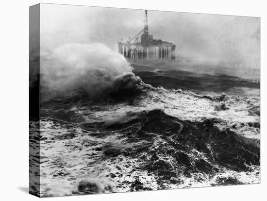 Oil Rig in Stormy Sea-null-Stretched Canvas