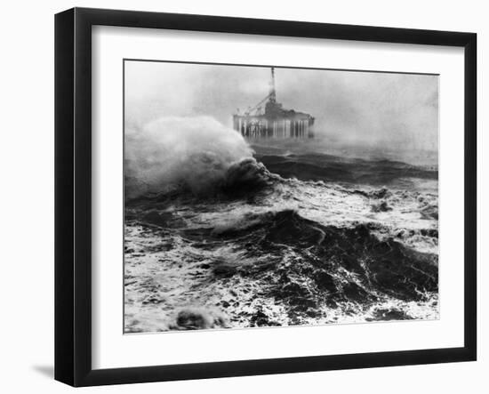 Oil Rig in Stormy Sea-null-Framed Premium Photographic Print