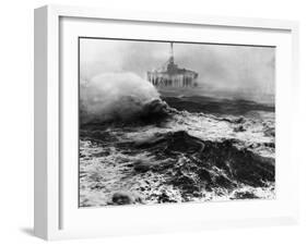 Oil Rig in Stormy Sea-null-Framed Premium Photographic Print