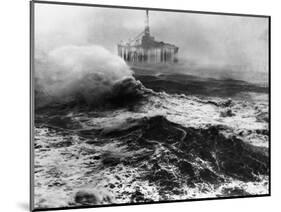 Oil Rig in Stormy Sea-null-Mounted Photographic Print
