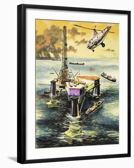 Oil Rig-null-Framed Giclee Print