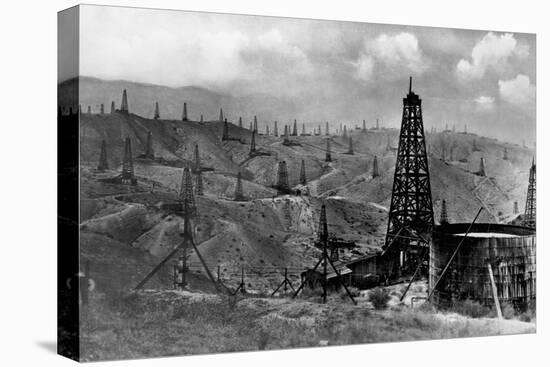 Oil Rigs Near Taft, California-null-Stretched Canvas