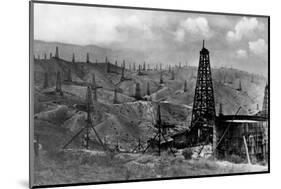 Oil Rigs Near Taft, California-null-Mounted Photographic Print