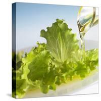 Oil Running onto Lettuce Leaves-Brigitte Wegner-Stretched Canvas