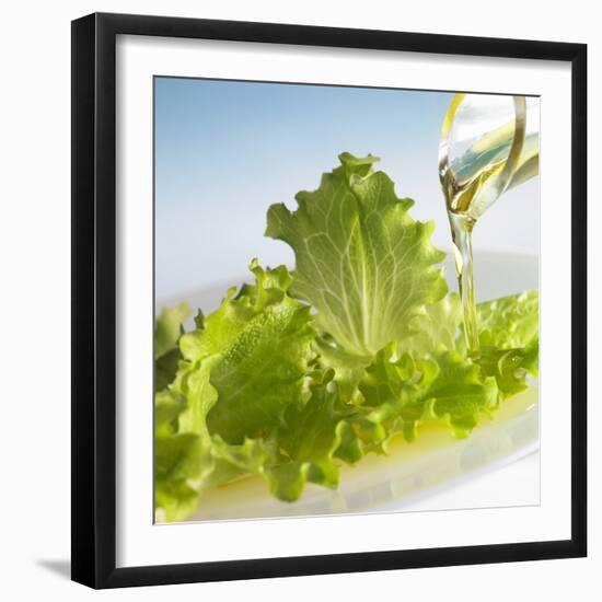 Oil Running onto Lettuce Leaves-Brigitte Wegner-Framed Photographic Print